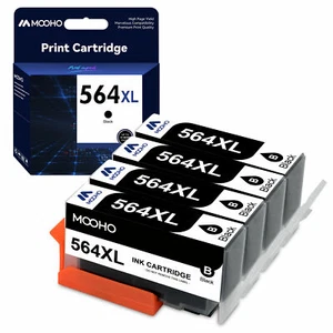 4x Black Ink Cartridge replace for HP 564XL Photosmart 7510 5510 6520 7520 5520 - Picture 1 of 4