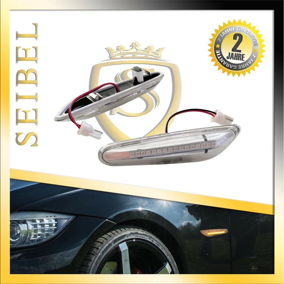 LED Seitenblinker für BMW E81 E82 E87 E88 E90 E91 E92 E93 E60 E61 X3 E83 CLEAR - Bild 1 von 4
