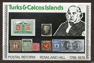 TURKS & CAICOS 1979, PENNY BLACK, ROWLAND HILL, Scott 396a SOUVENIR SHEET, MNH - Picture 1 of 1