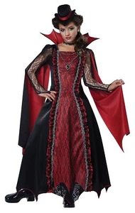 Victorian Vampira Gothic Vampire Countess Fancy Dress Halloween Child Costume - Picture 1 of 10
