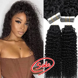 Cinta LIQUIDACIÓN en extensiones de cabello humano 100 % indio Remy trama de piel rizada rizada X - Imagen 1 de 18