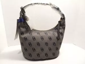 Dooney & Bourke Cartera Bolso Cubo Negro Firma DB NUEVO Gris Cuero Jacquard - Imagen 1 de 5
