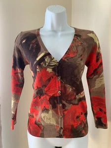 J.Crew 100% Merino Wool Floral Multicolor Cardigan Sweater, Women's Small - Picture 1 of 8