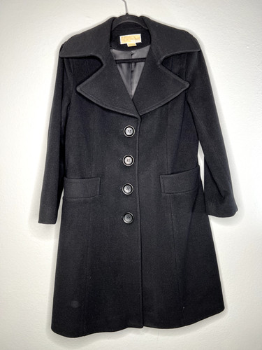 Cappotto donna Michael Kors nero misto lana pavone taglia M