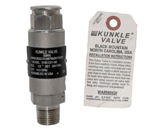 Kunkle EMRN 0140-C01-ME Relief Valve 1/2" Set 300PSIG, Cap. 14.5GPM, Made in USA - Picture 1 of 13