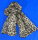 Stylish Thin Crepe Tan/brown Leopard Animal Print Rectangle Scarf/neck Tie