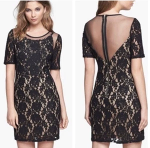 ASTR Women’s Black Lace Mesh Bodycon Mini Dress Size Small Party - Picture 1 of 11