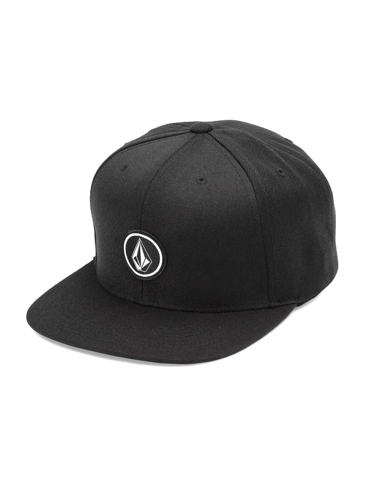 Volcom Mens Snapback Flat Peak Quarter Twill Black Cap
