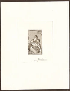 Laos 1958 SC. 49 60c Signed Artist Die Proof in sepia, UNESCO - Picture 1 of 1