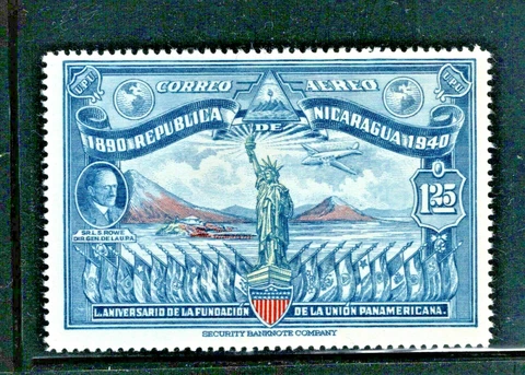 Statue of Liberty Vintage Airmail Stamp 1940 Nicaragua Scott # C253 Mint NH Comp Cover