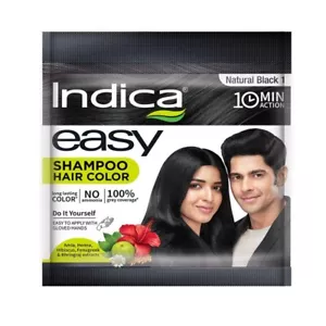 Indica Easy 10 Minutes Hair Color Shampoo Natural Black Color 25ml 10er Pack - Bild 1 von 4