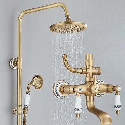 Antik Messing Duscharmatur Regendusche Duschsystem Duschset Kopfbrause Armatur - Bild 1 von 4