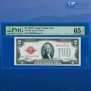 Fr.1506 1928E $2 Two Dollars Legal Tender Note, D/A Block, PMG GEM 65 EPQ #64604 - Picture 1 of 3
