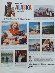 1947 vintage Pan American world airways print ad. Look at Alaska - Picture 1 of 1