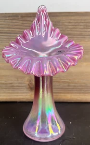 Fenton Pink Carnival Opalescent JIP Tulip Vase - 7" Signed by  G. Fenton 04 - Picture 1 of 9