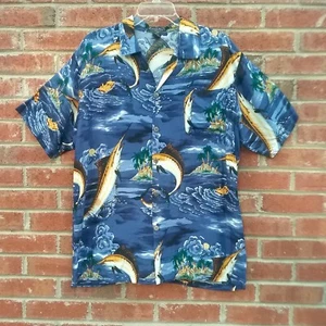 Banana Split USA Hawaiian Marlin Swordfish Tropical Shirt Mens Size Large ๐ด๐บ๐ธ - Picture 1 of 11