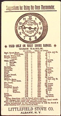 Littlefield Stove Co Albany NY Usando el Horno Termómetro Secador de Tinta 3.25 x 6" Foto 1 de 2