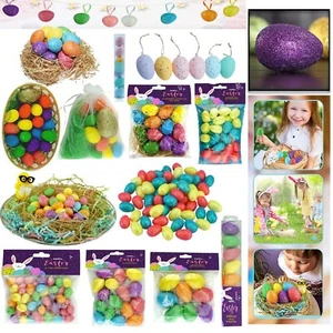 Easter Egg Craft Set Glittered Eggs & Grass Nest, Bonnet Basket Home Party Decor - Picture 1 of 101
