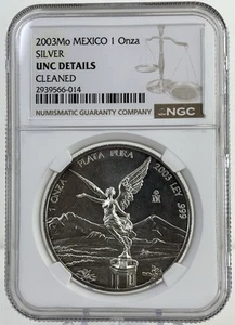 2003 Mo Mexico Libertad Silver Onza - NGC Unc Details .999 Silver Uncirculated - Picture 1 of 4