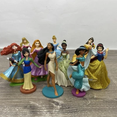Lote De 10 Figuras Princesas Disney Brillo Figuras Brillo Pastel Toppers 4" PVC Foto 1 de 4