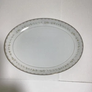 Mikasa Raleigh Platter Serving 6133 Yellow Flowers Gray Leaves Vintage (O) - Picture 1 of 9