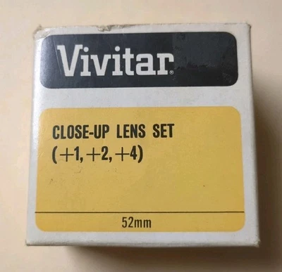 Vivitar 52mm Macro Lens Filter Set +1 +2 +4 W/ Case New Old Stock &  Instruction - Image 1 of 4