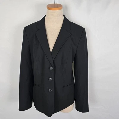 Blazer halógeno para mujer talla 10 negro liso triple botón pecho único Foto 1 de 4