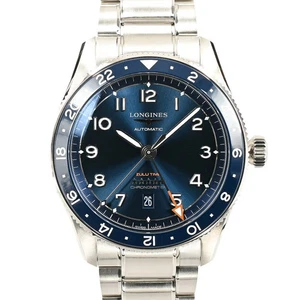 AUTH LONGINES WATCH SPIRIT ZULU TIME L3.812.4.93.6 BLUE AUTOMATIC SS MEN'S F/S - Picture 1 of 8