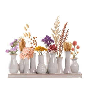 Jinfa Vasen Set 10 antikweiße Keramik Vase Sockel handgefertigt Mini Klein Deko - Bild 1 von 9