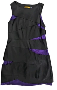 Mini abito Alice & Olivia ritagliato fascia strato medio nero viola nuovo con etichette $396 prezzo consigliato dal produttore - Foto 1 di 14