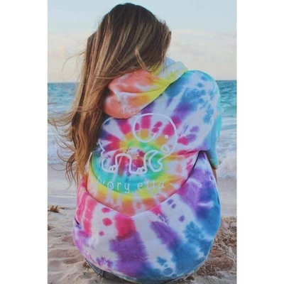 Sudadera con Capucha Ivory Ella Tie Dye Elephante Arco Iris Talla XL Algodón Orgánico Foto 1 de 4