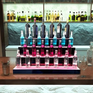 Estante iluminado con LED de 4 niveles para botellas de licor barra soporte de exhibición estante - Imagen 1 de 12