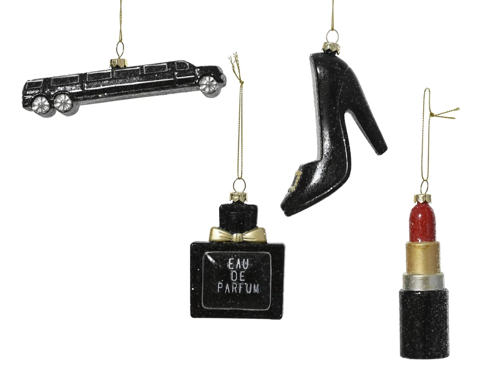 KAEMINGK Christmas Tree Decoration Shoe Lipstick Perfume Limo Fashion Beauty Xmas Gift x4