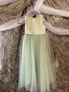 Mint green tulle dress with beaded waistband #FlowerGirl#Easter size 6 Girl  - Picture 1 of 12