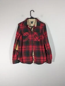 Roots Canada Womens Red Plaid Flannel Shirt Patched Elbows Sz S Grunge Cabincore - Picture 1 of 9