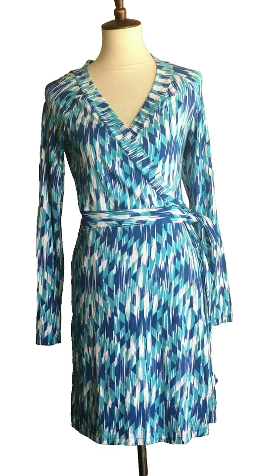 Vestido para mujer Tart azul abstracto geoelástico ajustado informal envolvente talla S Foto 1 de 4