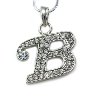 Initial B Necklace Chain Clear Stone Crystal Rhinestone Silver Tone Pendant NEW - Picture 1 of 3