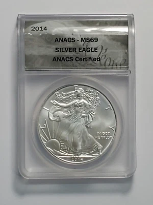 American 2014 Silver Eagle Dollar Coin ANACS Certified MS69 - Image 1 of 3