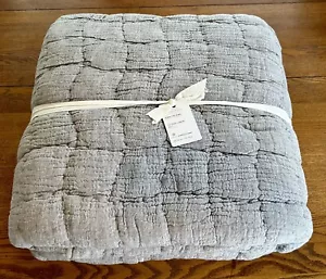 New Pottery Barn Cloud Linen Handcrafted Quilt ~ King / Cal King Gray, Comforter - Picture 1 of 10