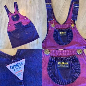 Vintage Oshkosh VESTBAK Girls Acid Wash Purple Pink Skirt Overalls Size 5 RARE - Picture 1 of 10