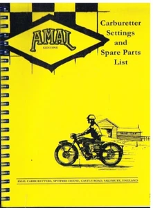 AMAL TYPE 4 5 6 29 74 75 76 274 275 276 289 375 376 389 CARB SETTINGS/PARTS LIST - Picture 1 of 1