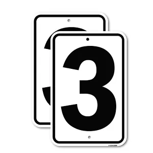 Sign with Number 3 Heavy Gauge Aluminum Parking Sign Rust Proof - Picture 1 of 10