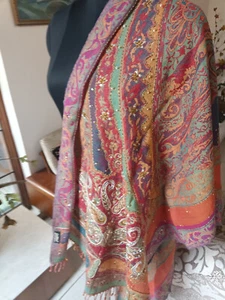 Chal de fiesta bordado lentejuelas coloridas ~ pashmina jamavar con cuentas: 16 diseños - Imagen 1 de 6
