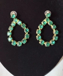 Stella & Dot 2 in 1 Statement Neon Dreams Earrings & Bracelet Crystal Green - Picture 1 of 3
