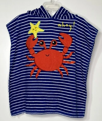 Poncho Tommy Bahama Niños Azul Rayas Cangrejo Toalla Con Capucha 24" x 48" Foto 1 de 4