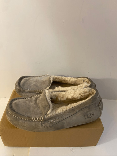 Mocassini da guida donna Ugg taglia 10 grigio foderati in pelliccia suola rigida ciabatte