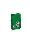 Ppt04 Grass Track Bike Pewter Pendant On A Petrol Wind Proof Green Lighter