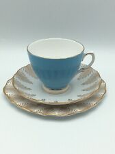 Vintage Rare Colclough/Ridgway Blue and Gold China Trios -Cup Saucer & Tea Plate