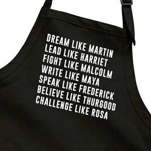 Black History MLK Malcolm X Rosa Parks Black Lives Matter Justice Apron Pockets - Picture 1 of 11
