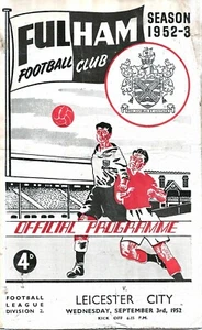 FULHAM V LEICESTER CITY ~ 3 SEPTEMBER 1952 ~ FIRST DIVISION FOOTBALL PROGRAMME - Picture 1 of 1